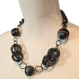 Necklace Chunky Statement Knot Chain Ball Bead Link Textured Bold Jewelry